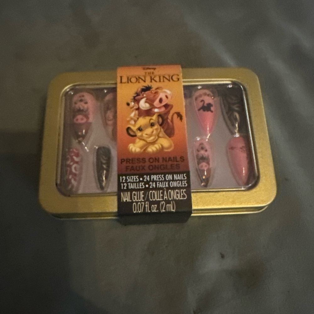 Disney Lion King Press On Nails - Pink and Black